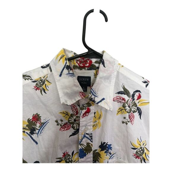 J Crew Men’s  Flex Button Shirt Stretch Floral Palm Trees Vacation Modern Small - Picture 5 of 7